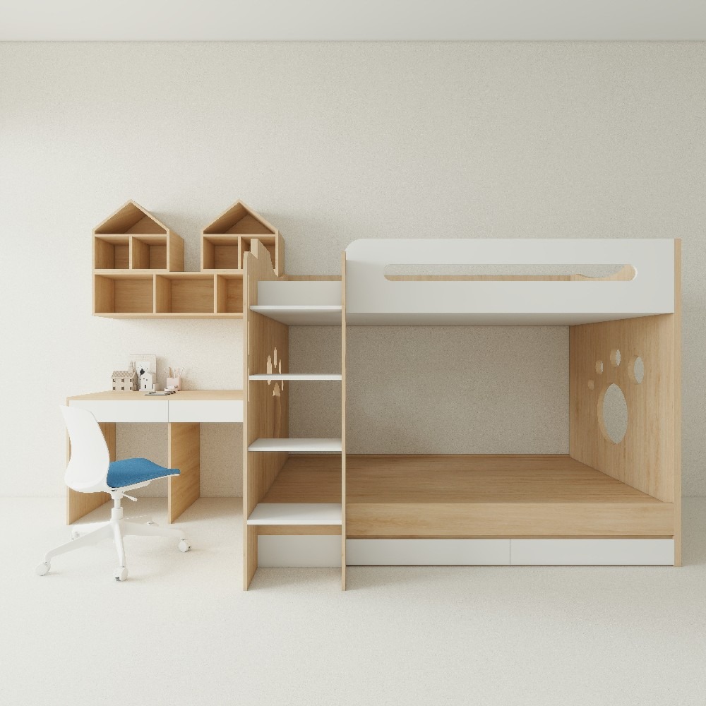 Giường Tầng Gỗ MDF Kết Hợp Bàn Học GTTD01 1 Giường Tầng Gỗ MDF Kết Hợp Bàn Học GTTD01
