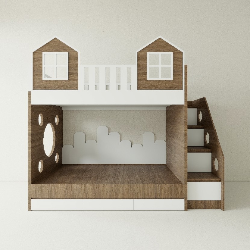 Giường tầng gỗ MDF kết hợp ngăn kéo GTTD05 1 Giường tầng gỗ MDF kết hợp ngăn kéo GTTD05